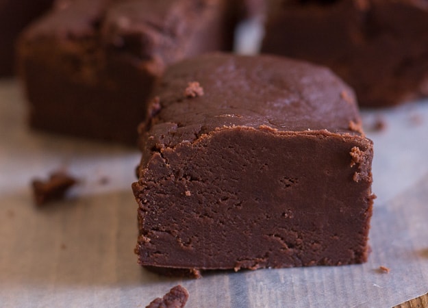 a piece of chocolate fudge up close