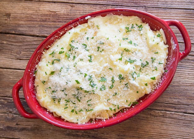 baked double cheese mashed potatoes before being baked