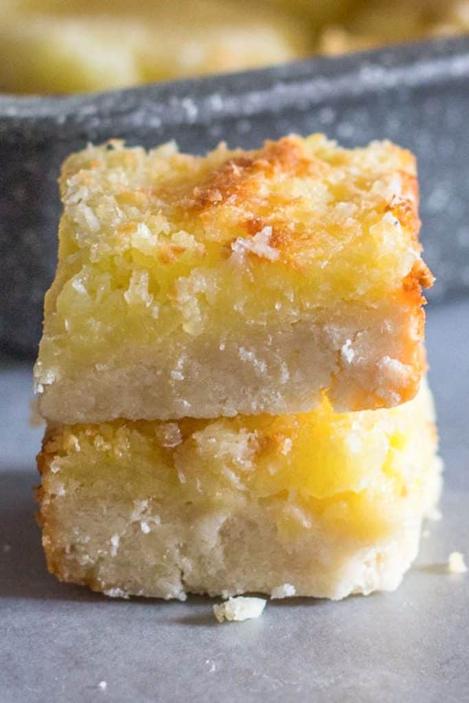 1 pineapple squares on top of each other.