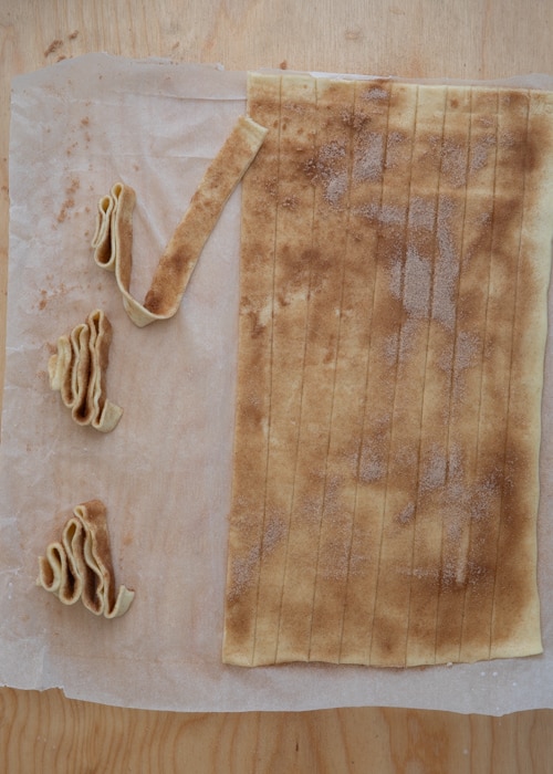 Forming the strips into trees.