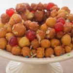 upclose photo of struffoli Italian honey balls