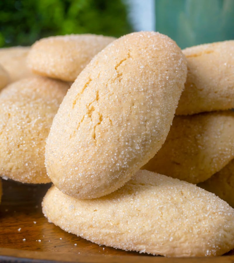 Cookies on a brown plate.