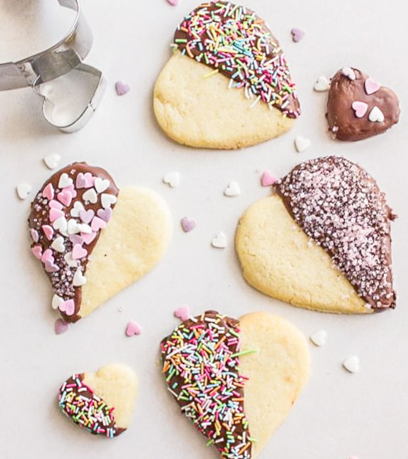 Valentine Chocolate Dipped Cookies