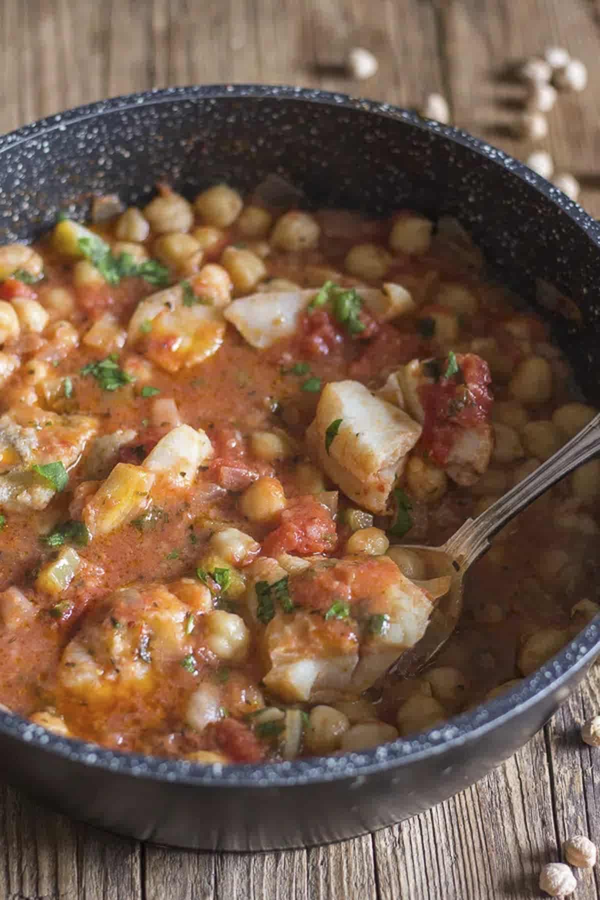Traditional Italian Baccala with Chickpeas