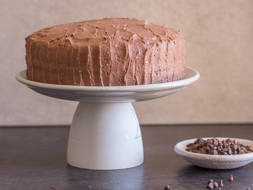 the frosted chocolate cake with mocha icing