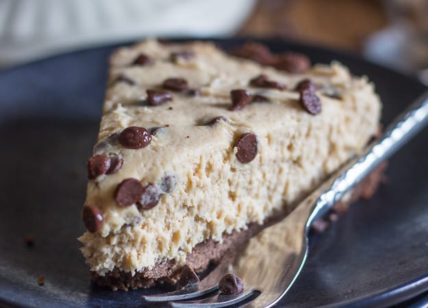 a slice of chocolate chip peanut butter pie
