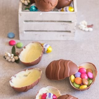 chocolate easter eggs filled and empty