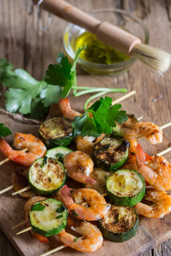 grilled shrimp on a board