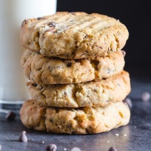 4 peanut butter cookies stacked