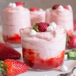 strawberry mousse in 4 glasses