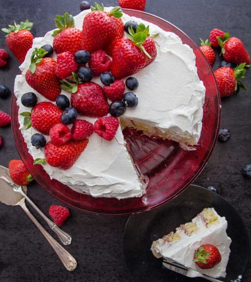 Strawberries and Cream Vertical Layer Cake