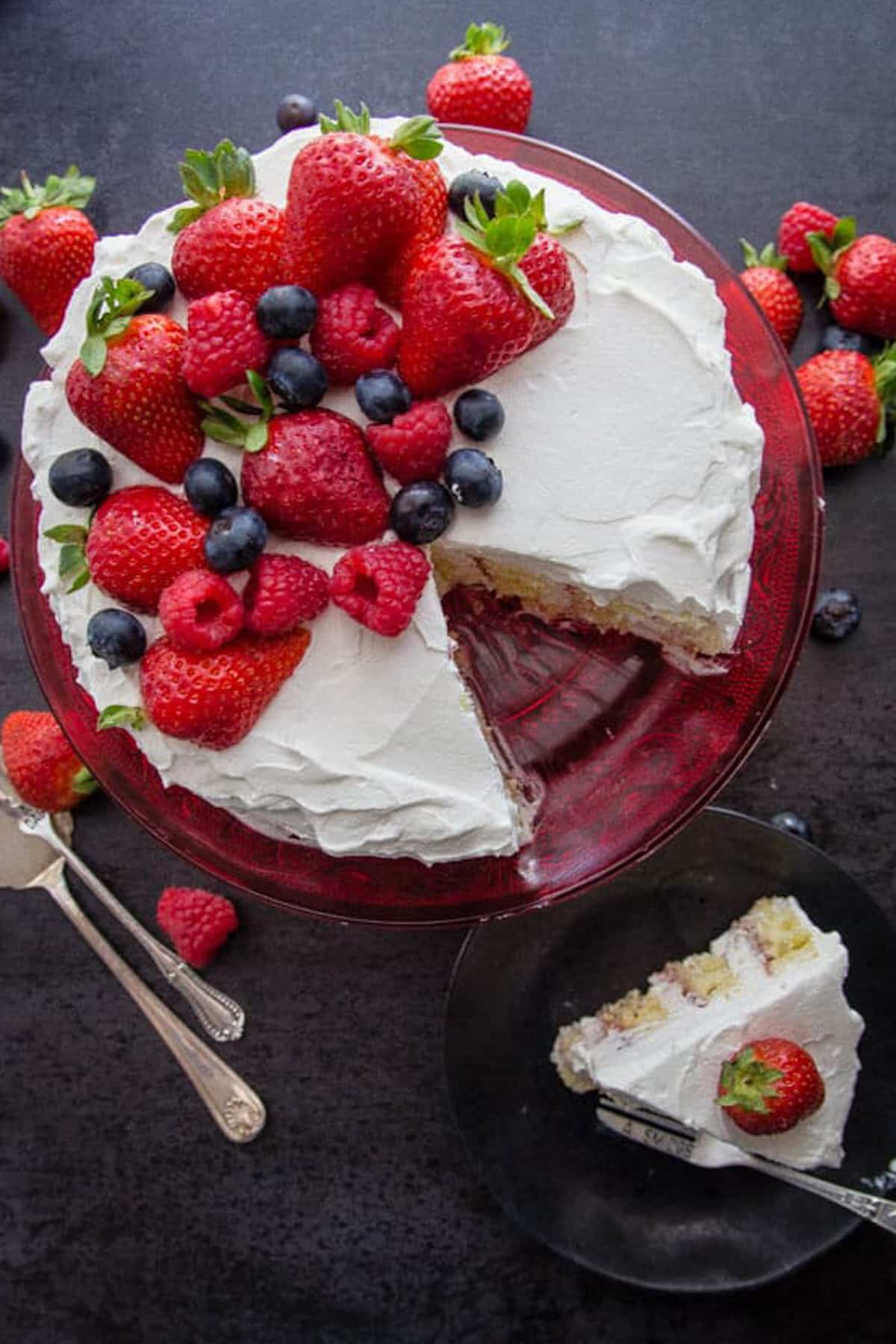 Strawberries and Cream Vertical Layer Cake Recipe - An Italian in my ...