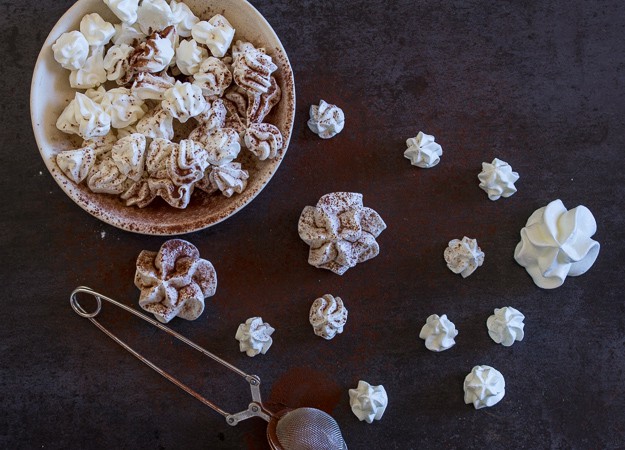 Italian meringue on a black board