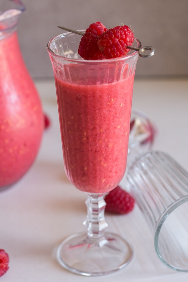 raspberry slush in a tall glass