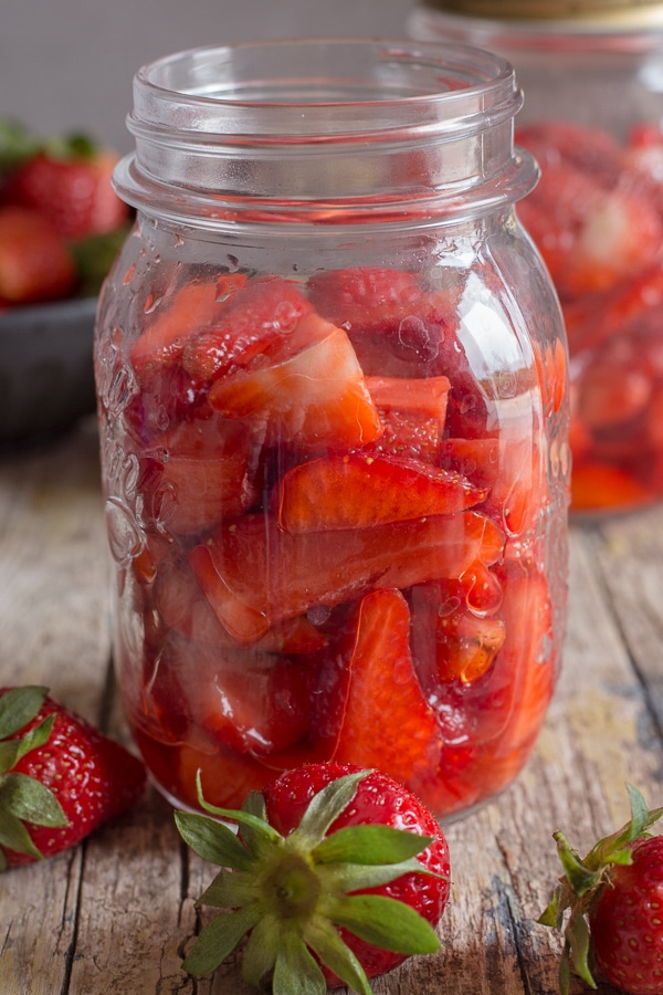 freeze strawberries in a jar