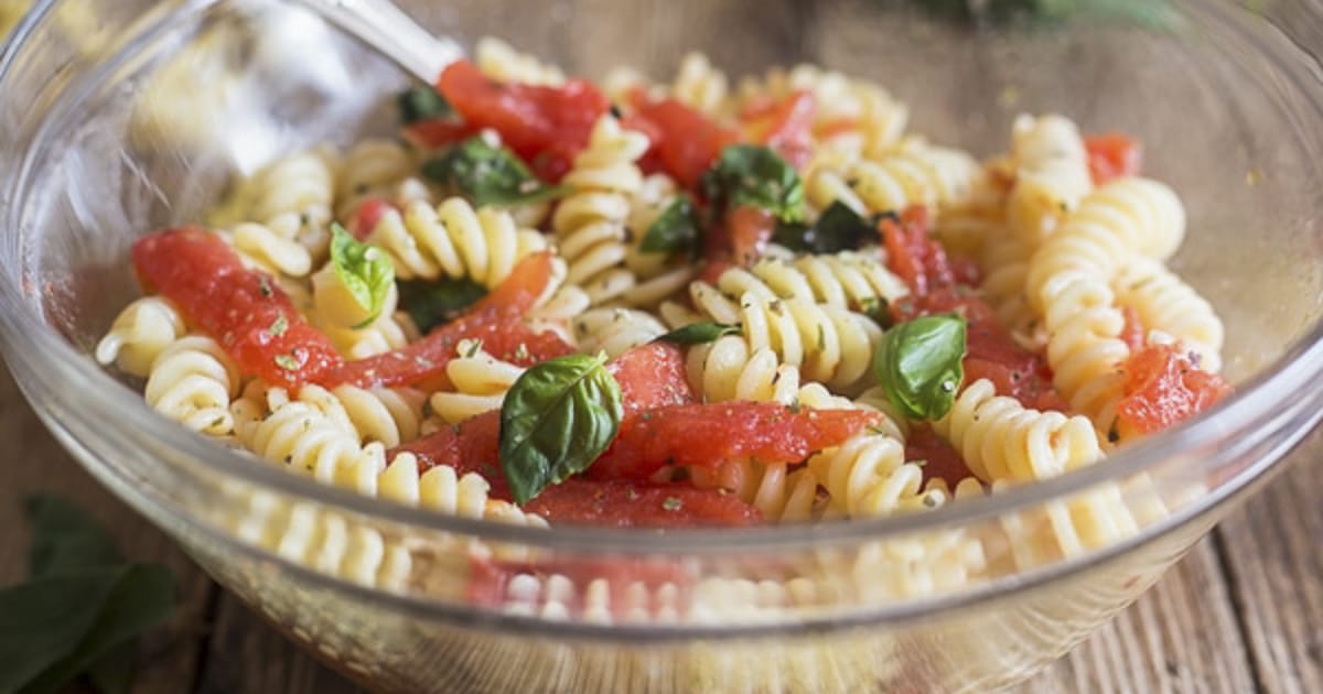 Warm Basil And Tomato Pasta Salad Recipe - An Italian In My Kitchen