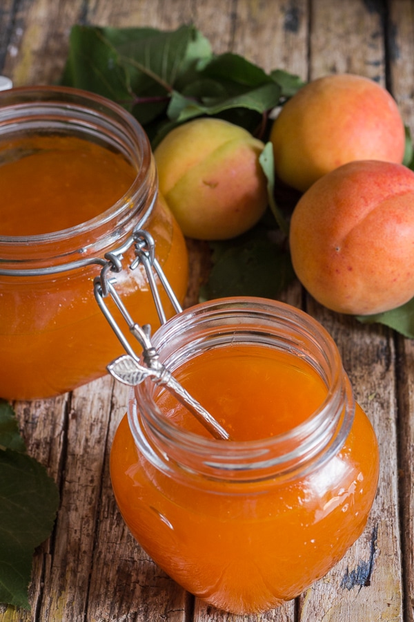 apricot jam in jars