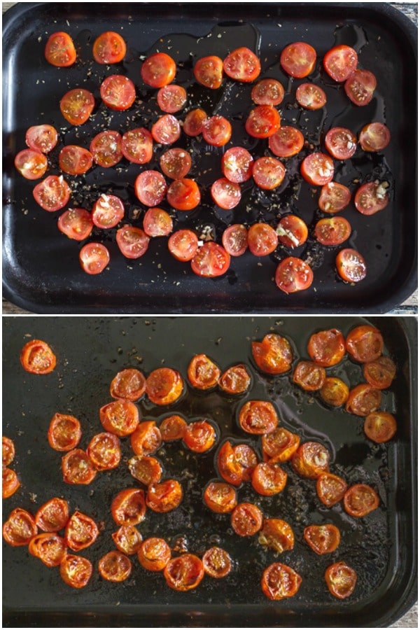 greek pasta salad how to make roasted tomatoes before and after