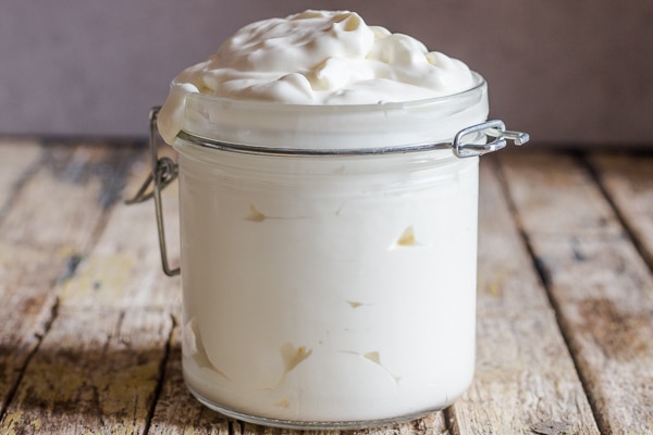 mascarpone in a glass jar