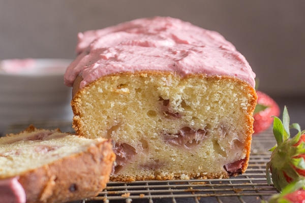 strawberry bread on a wire rack