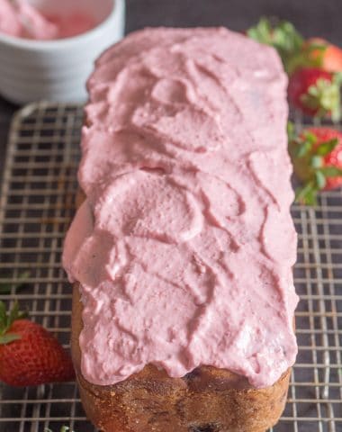 strawberry bread with strawberry cream cheese frosting