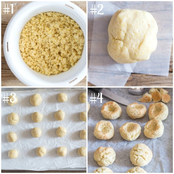 peach cookies how to make, the dough shaping the cookies hollowing the cookies