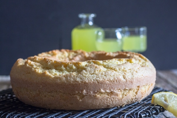 limoncello cake on a wire rack