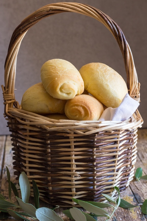 olive oil bread in a basket