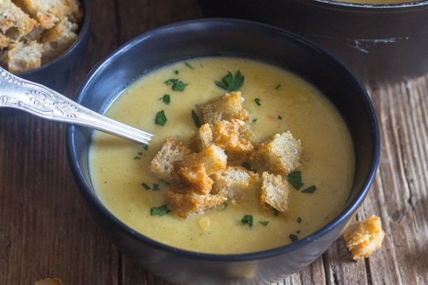 Homemade Pumpkin Soup with Parmesan Croutons Image