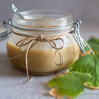 caramel sauce in a glass jar