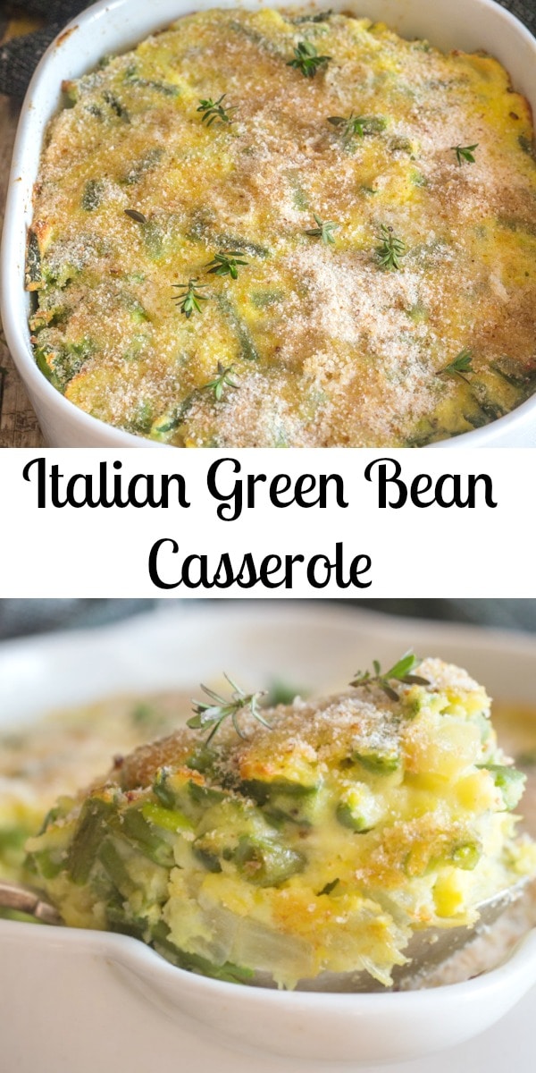 Not your average Green Bean Casserole, but even more delicious. Potatoes, Green Beans and Parmesan Cheese make this the perfect side dish for any meal. #greenbeancasserole #greenbeans #casserole #thanksgivingsidedish #thanksgiving #christmassidedish #Christmas #sidedish