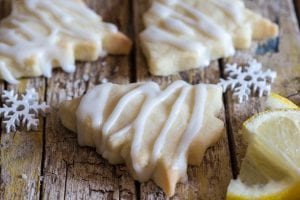 shortbread lemon cookies on a wooden board
