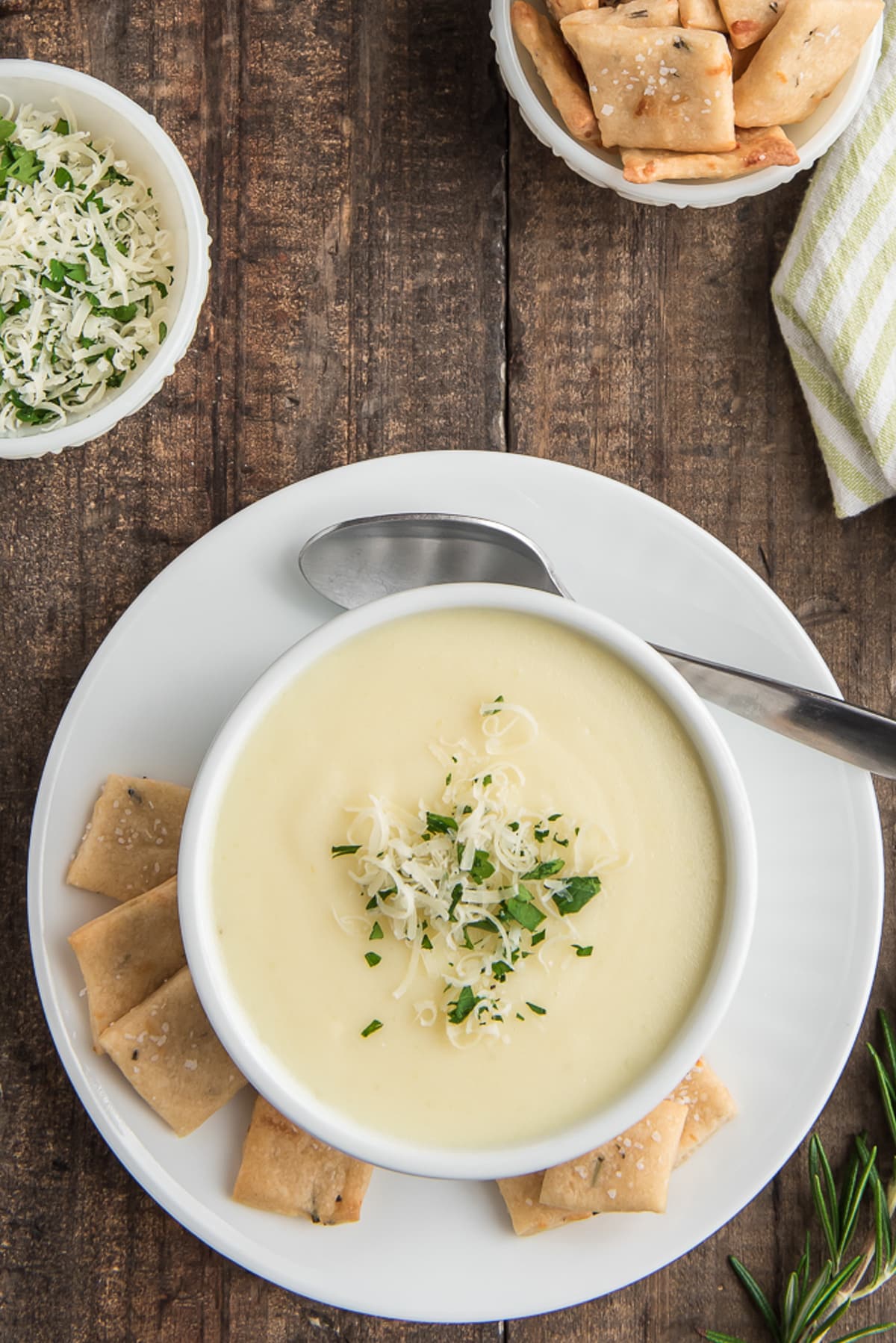 Creamy Potato Soup and Homemade Crackers Recipe - An Italian in my Kitchen