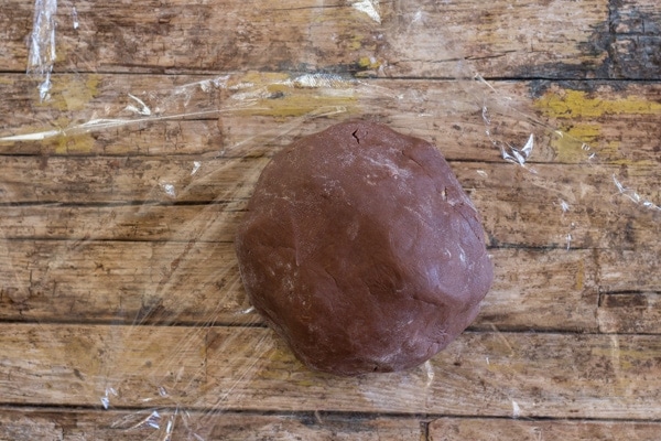 chocolate canestrelli dough wrapped in plastic