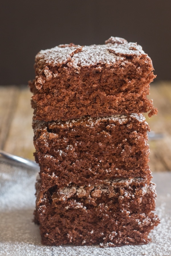 chocolate orange brownie on a white paper