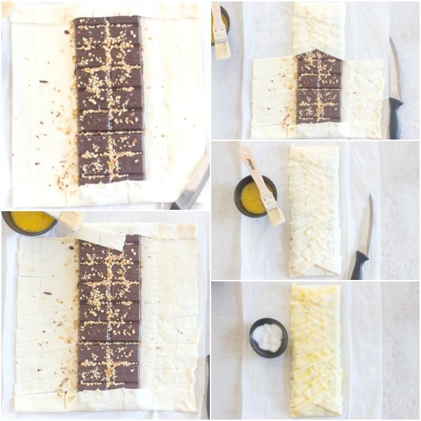 chocolate pastry how to make adding the chocolate, cutting strips and braiding