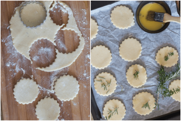 parmesan cookies cutting out the cookies and ready for baking