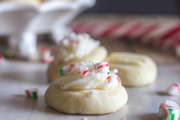 3 peppermint melting moments on a white board