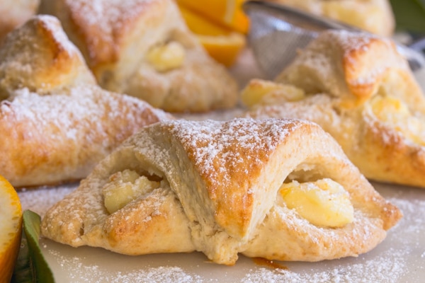 up close cream cheese croissant