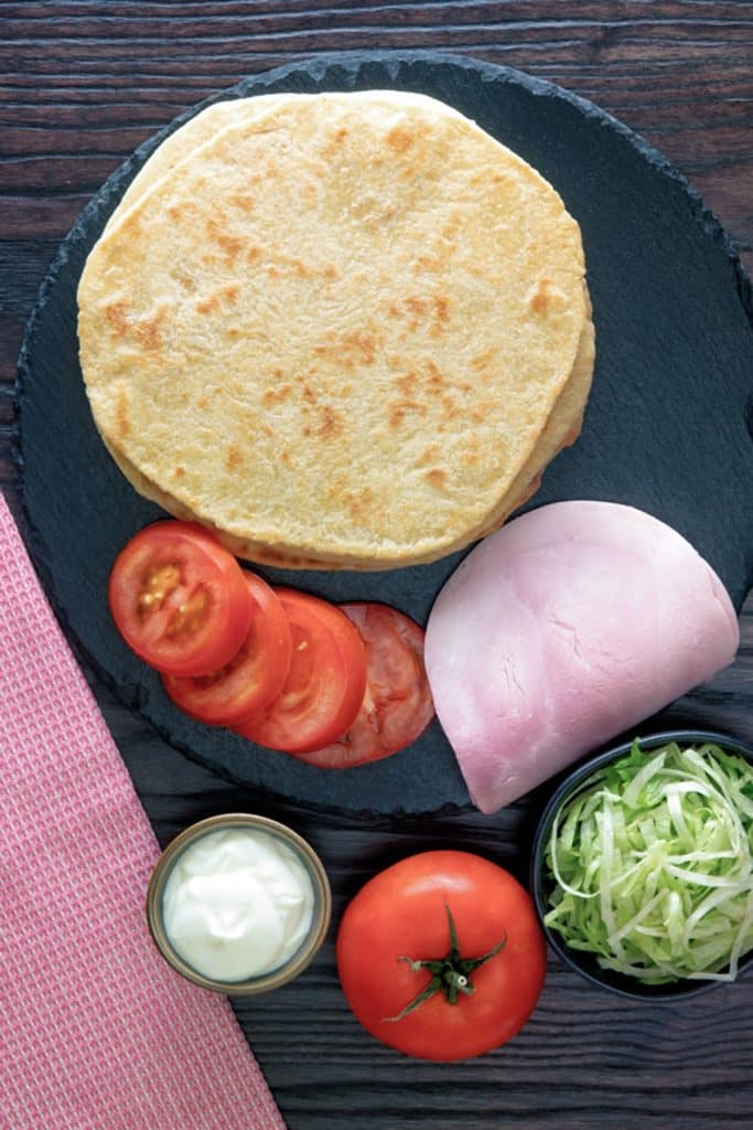 Piadina and sandwich ingredients.
