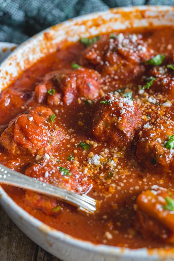 Italian meatballs in a red sauce