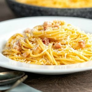 carbonara on a white plate