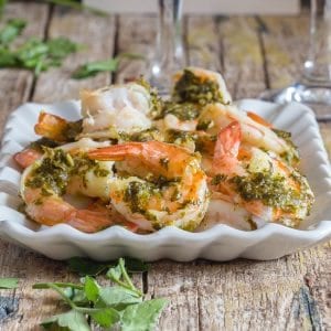 baked shrimp on a white plate