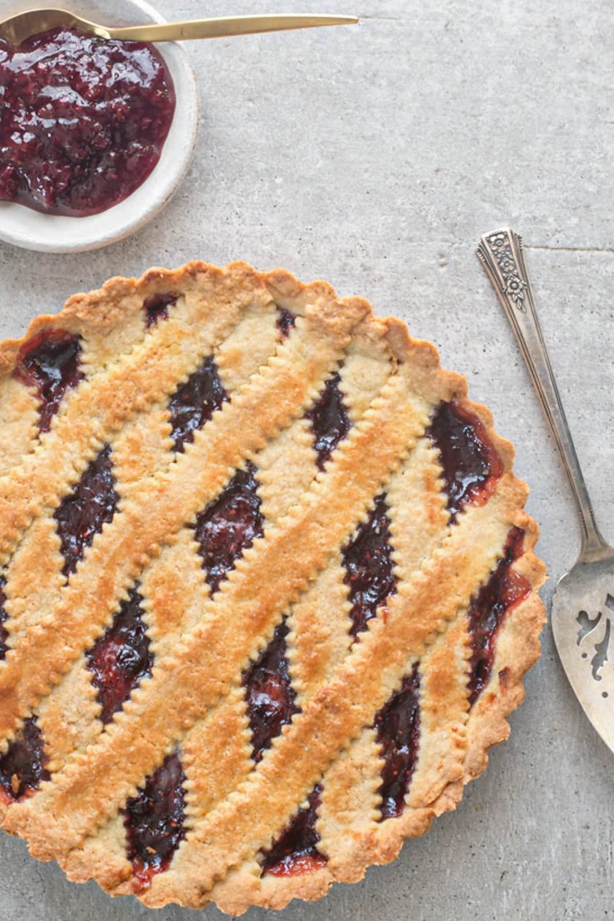 Crostata on a board.