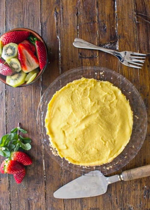 The tart without the fruit on top.