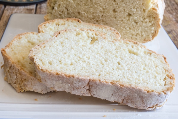 up close 2 slices of Irish soda bread