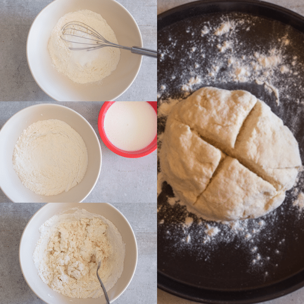 Irish Soda Bread how to make mixing the dough and ready to bake