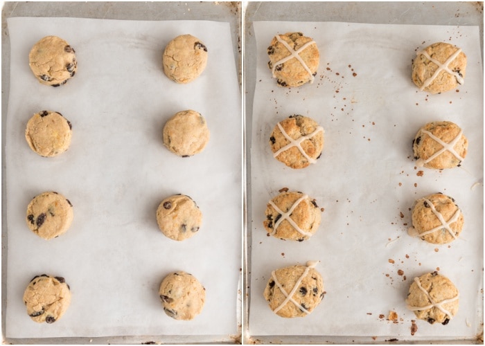 The scones before and after baking.