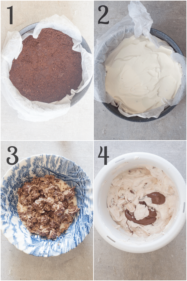 ice cream cake how to make the cookie base, no churn ice cream layers 