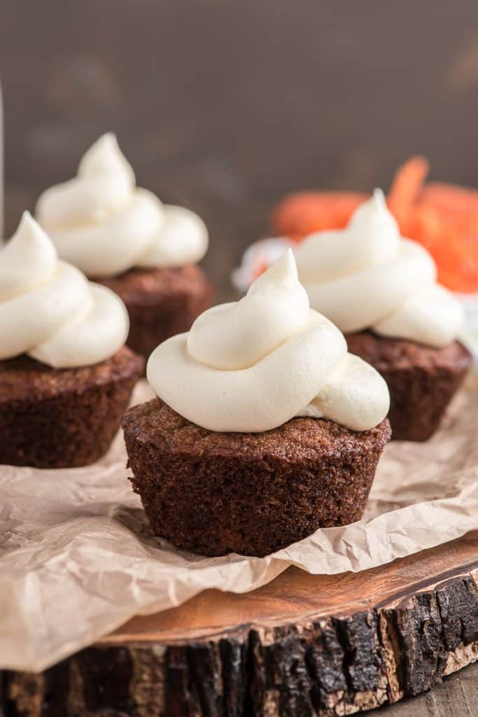 Carrot cake muffins on paper.